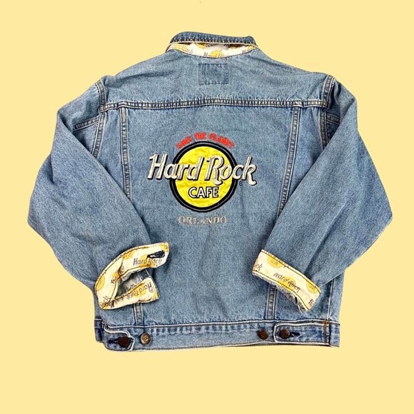 Hard Rock Cafe Jackets & Blazers - Vintage 90s Hard Rock Cafe Cropped Jean Jacket